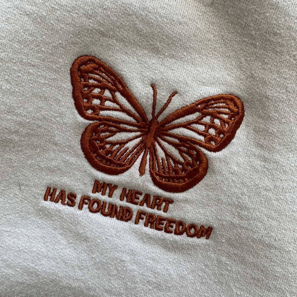 Champion Embroidered Butterfly Sweatshirt in Cream - Picture 3 of 5